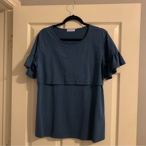 Smallshow Nursing Top with Ruffled Sleeves
